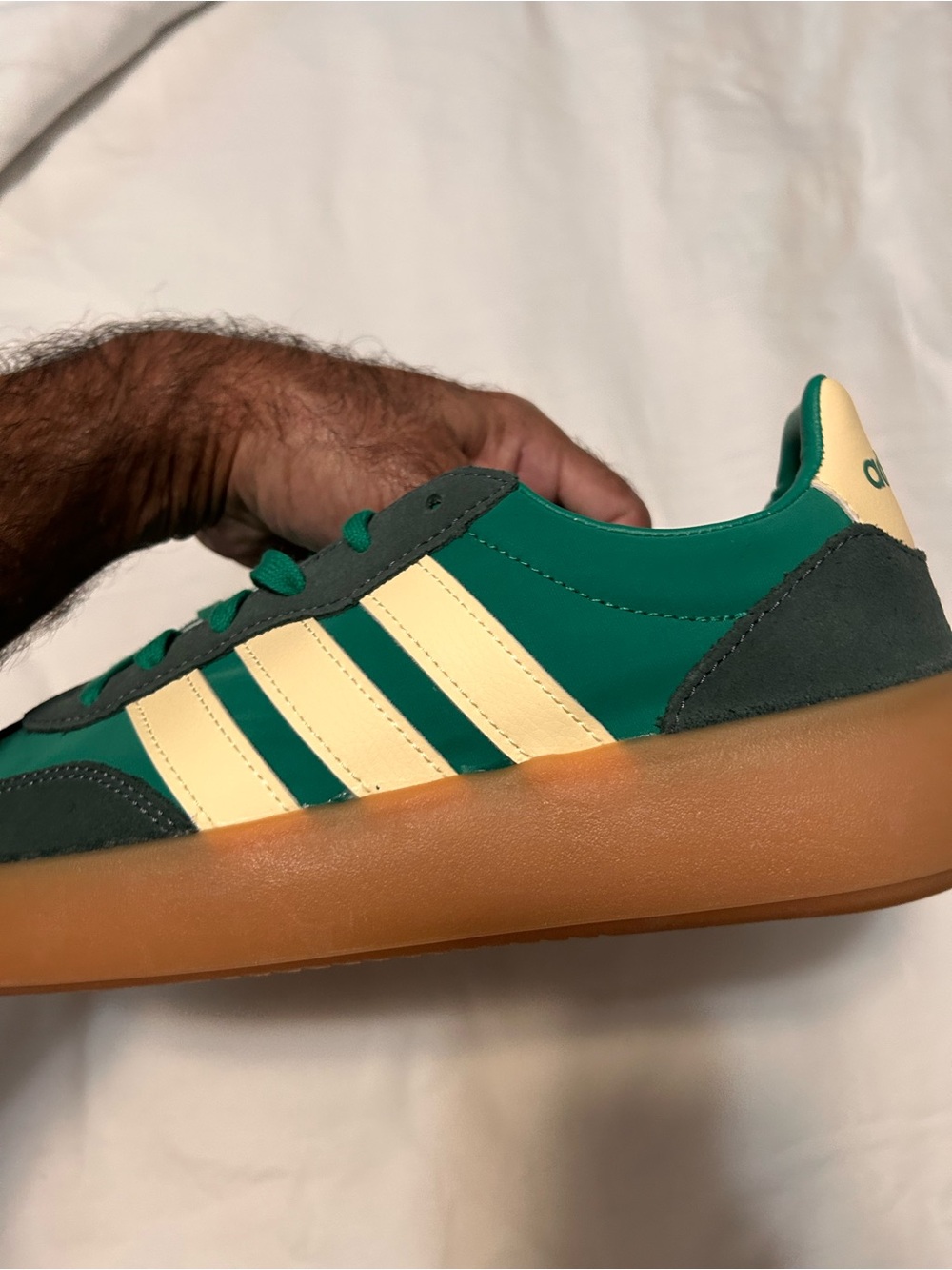 adidas Men's Green Cream Sneakers with Gum Sole